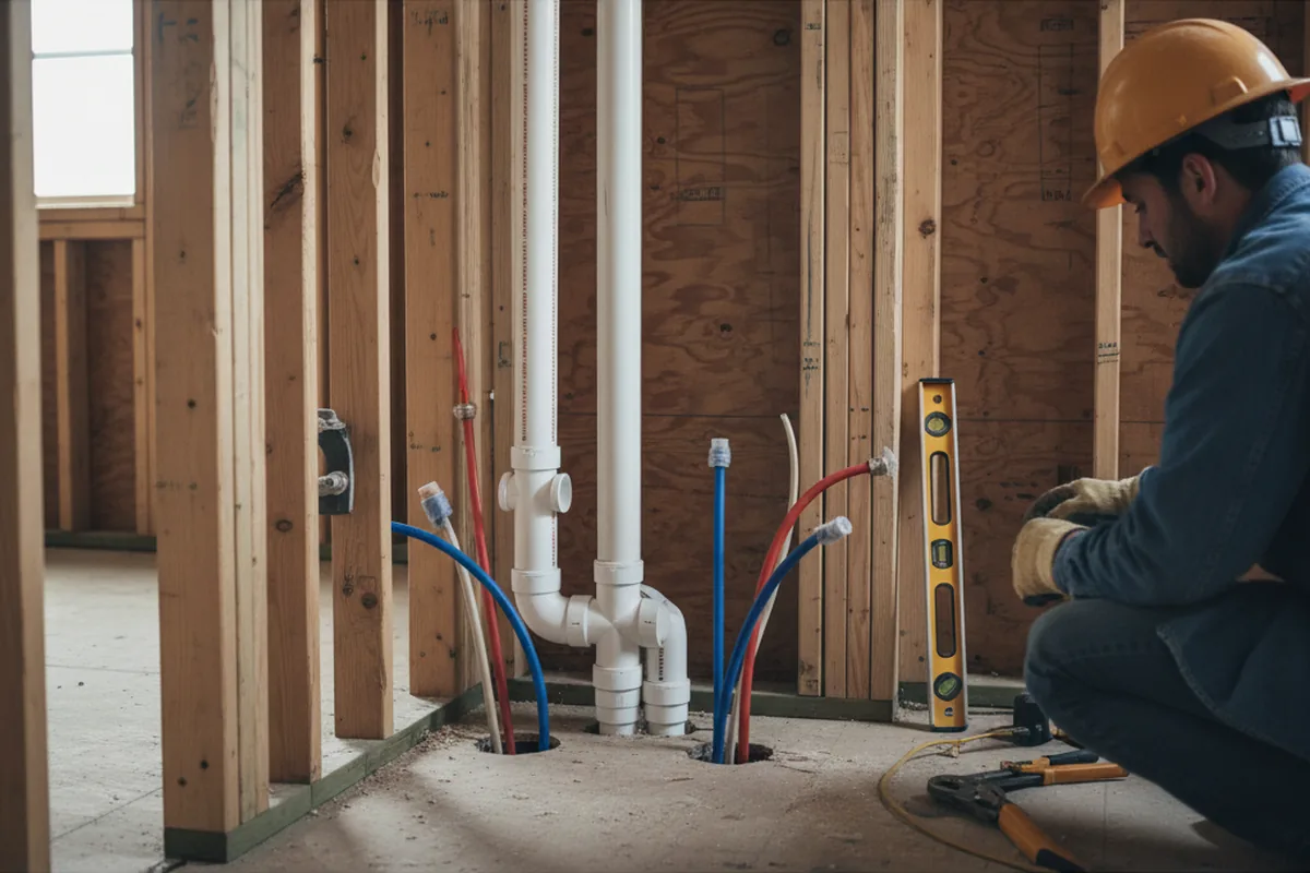 Drain and supply rough-in during Drain Cleaning in Stapleton